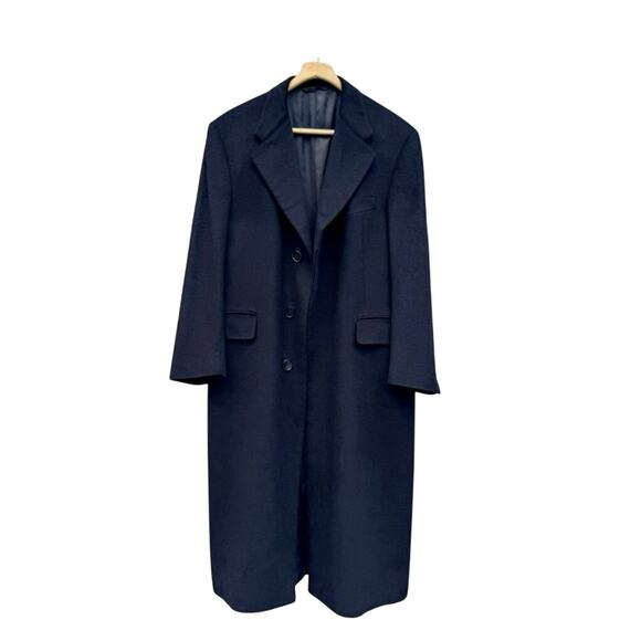 Hickey Freeman Pure Cashmere Long Black Overcoat warm Men’s 40 R , USA Vintage - Picture 1 of 15